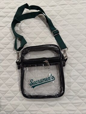 Sacramento A’s Clear Vinyl Small Cross Body Tote Bag with additional front